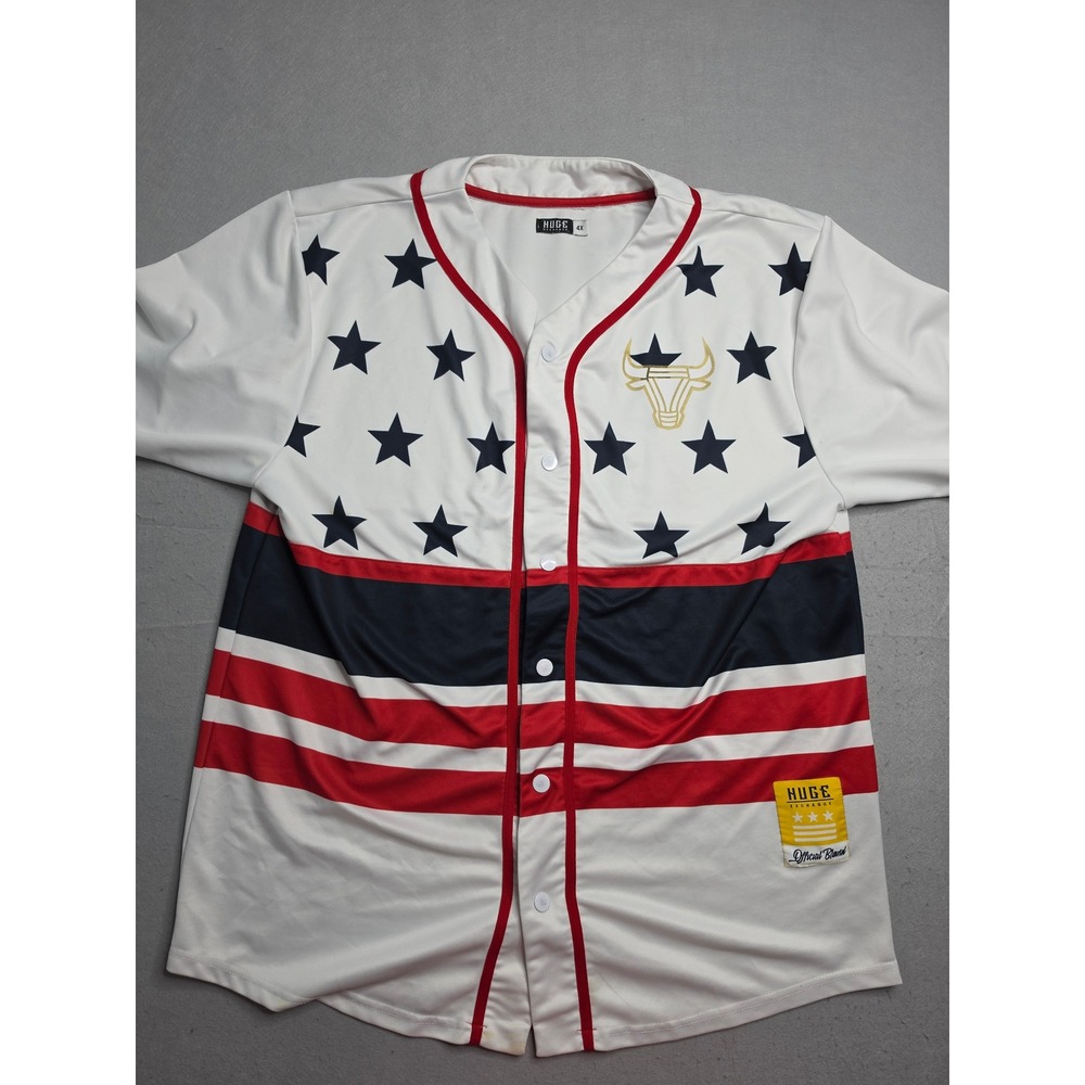 Huge Exchange Chicago Bulls Jersey Men's 4X White Stars & Stripes Snap Front y2k